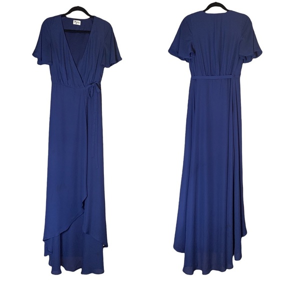 Show Me Your MuMu Sophia Wrap Dress in Navy - Picture 2 of 7